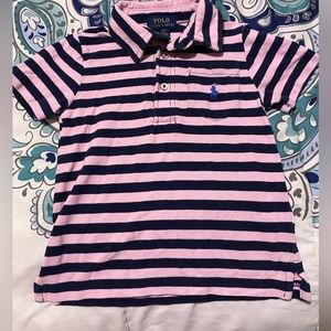 Polo size 3/3t light pinkish purple and navy blue striped shirt